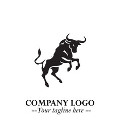 Bull Logo Symbol Black on White Background in Bold Powerful Minimalist Vector Design for Branding