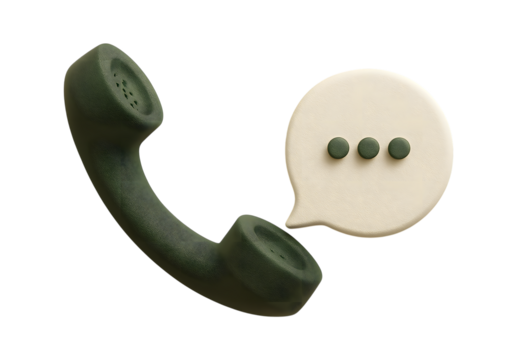 A vintage green telephone handset floats next to a speech bubble with an ellipsis symbolizing an ongoing chat or call - Powered by Adobe