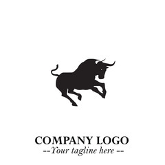 Bull Logo Symbol Black on White Background in Bold Powerful Minimalist Vector Design for Branding