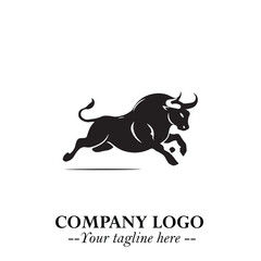 Bull Logo Symbol Black on White Background in Bold Powerful Minimalist Vector Design for Branding