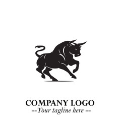 Bull Logo Symbol Black on White Background in Bold Powerful Minimalist Vector Design for Branding