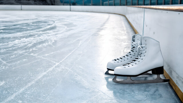 ice skates on the street. women's figure skating skates