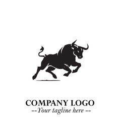 Bull Logo Symbol Black on White Background in Bold Powerful Minimalist Vector Design for Branding