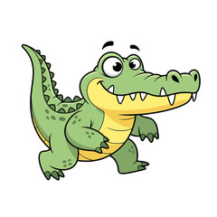 Fototapeta premium Happy cartoon crocodile with big smile and playful expression 