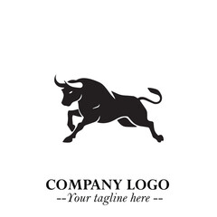 Bull Logo Symbol Black on White Background in Bold Powerful Minimalist Vector Design for Branding