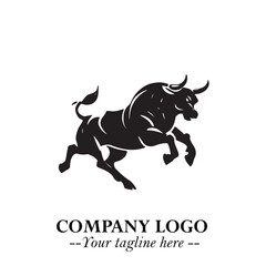 Bull Logo Symbol Black on White Background in Bold Powerful Minimalist Vector Design for Branding