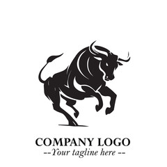 Bull Logo Symbol Black on White Background in Bold Powerful Minimalist Vector Design for Branding