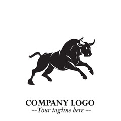 Bull Logo Symbol Black on White Background in Bold Powerful Minimalist Vector Design for Branding