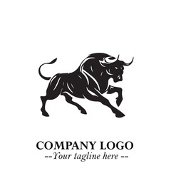Bull Logo Symbol Black on White Background in Bold Powerful Minimalist Vector Design for Branding