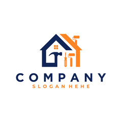 home repair, roofing, remodeling, handyman, home renovation, decor logo