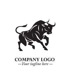 Bull Logo Symbol Black on White Background in Bold Powerful Minimalist Vector Design for Branding