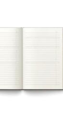 Open notebook with lined pages for writing and note-taking.