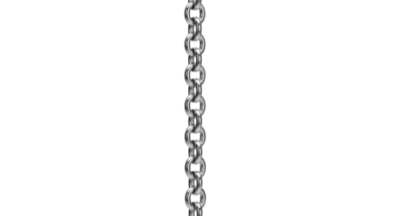 Isolated silver chain jewelry close up. Hanging metal links, industrial, strength concept