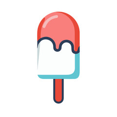 Vector art of a refreshing popsicle with a red top and white bottom