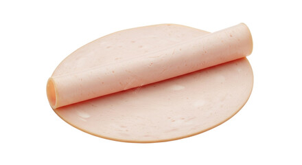 Isolated Bologna slice, folded over, processed meat for sandwiches, snack, appetizer