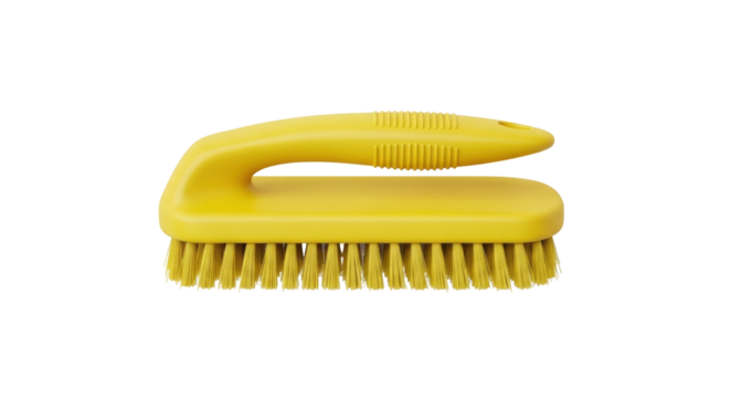 Isolated yellow utility scrub brush for house cleaning and household chores or washing items