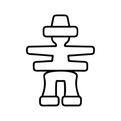 Vector art of inukshuk symbol, a stylized human figure made of stacked stones, representing a landmark or marker