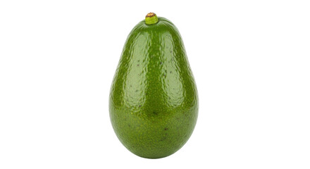 Isolated green avocado fruit with smooth skin, a single perfect piece for healthy food diet