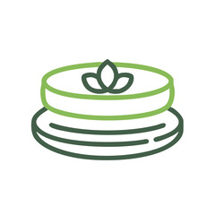 Vector art of a simple, clean line art icon representing a lotus flower on a circular base, symbolizing purity, enlightenment, and natural beauty, perfect for wellness or spa branding