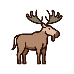 moose, animal, wildlife, mammal, antler, nature, forest, woodland, creature, herbivore, ungulate, cervid, male, adult, brown, tan, beige, outline, 