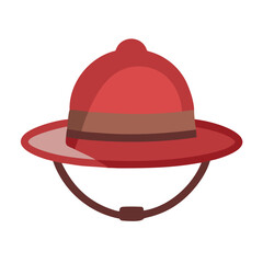 Vector art of a red pith helmet, also known as a safari helmet or sun helmet, this iconic headwear is characterized by its distinctive shape and brim, designed for protection from the sun