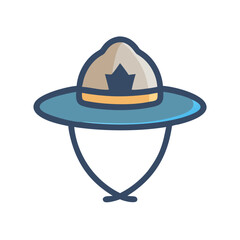 Illustration of a scout leaders hat, a symbol of adventure and outdoor exploration