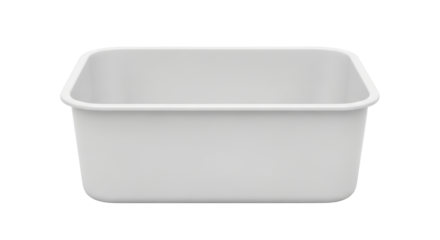 Isolated plastic rectangular container, food storage box, reusable bin for pantry or fridge