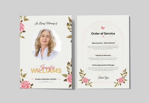 Elegant Funeral Program and Obituary Template