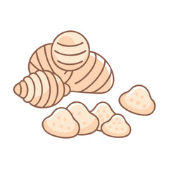 Vector art of pile of ginger root slices and pieces