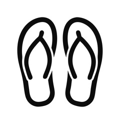 Vector art of a simple, bold black outline icon of a pair of flipflops, isolated on a, representing summer footwear and casual style