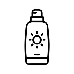 Vector art of sunscreen bottle icon with sun symbol