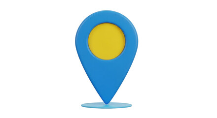 Isolated 3D rendering of map pointer in bright colors, signifying location on a map