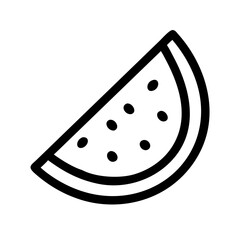Vector art of a simple line art icon of a slice of watermelon
