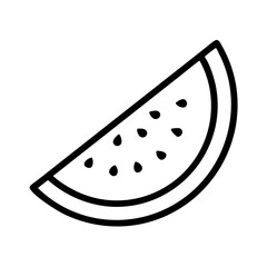 Vector art of a simple black and white line drawing of a slice of watermelon, isolated on a
