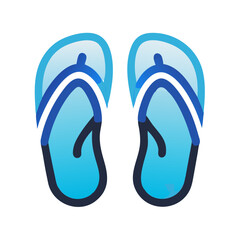 Vector art of a pair of blue flipflops, , representing summer footwear and beach accessories