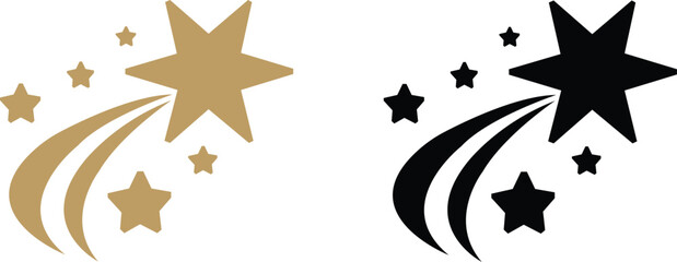 Shooting Star Vector Icons – Elegant Gold and Black Star Trail Design for Celebration, Success, and Achievement Themes. Resize and Editable, EPS 10.