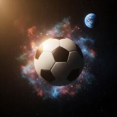 Naklejka premium Floating Soccer Ball in Space