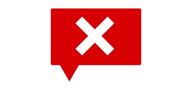 Cross icon pop up animation on white background showing digital error alert symbol, notification message concept, and modern interface warning visual design.