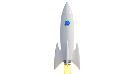 Isolated Space Rocket launching, vector illustration with propulsion engine flame effect