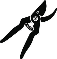 Flat Black Pruning Shears Icon Vector in Minimalist Style
