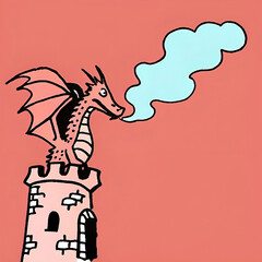 detailed sketch of a fantasy dragon perched on a mountain