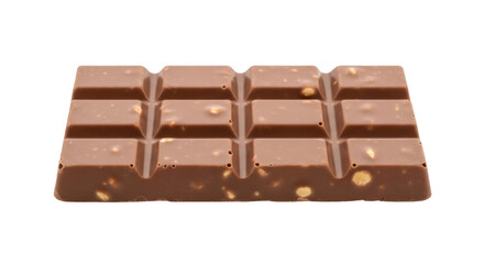 Isolated bar of milk chocolate with nuts, cocoa dessert block for chocolate day holiday treat