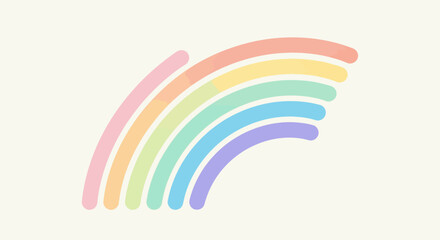 Obraz premium A pastel-colored rainbow arches across a cream-colored background, simple design.