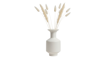 Isolated decorative vase with dried flower arrangement tabletop decoration object