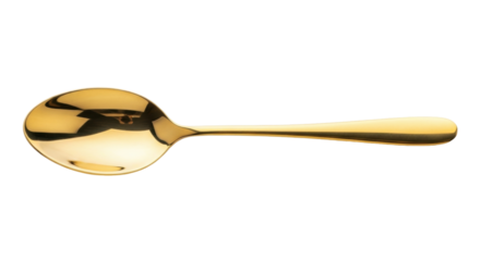 Isolated ornate gold spoon close-up, tableware object for food serving and kitchen utensil item