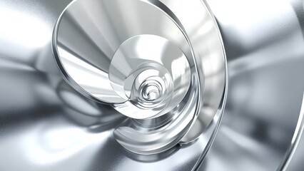 A sleek, metallic spiral design showcases modern artistry, reflecting light and creating a sense of depth and movement.