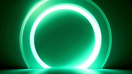 A glowing circular light display in vibrant green, creating a modern and futuristic ambiance against a dark background.