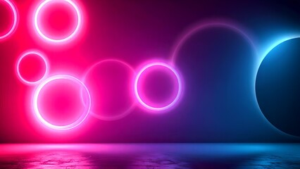A vibrant abstract background featuring glowing circles in pink and blue hues, creating a modern, artistic ambiance.