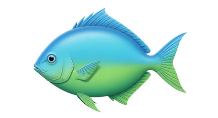 Isolated tropical fish illustration vibrant colors, blue and green gradient, ocean life concept