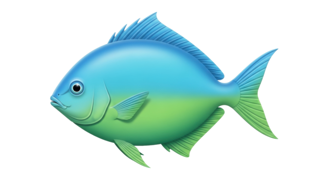 Isolated tropical fish illustration vibrant colors, blue and green gradient, ocean life concept